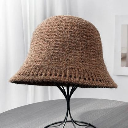 Hollow Crochet Knit Autumn Winter Bucket Hat