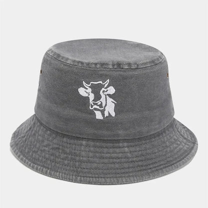 Four Seasons Animal Embroidered Cotton Bucket Hat