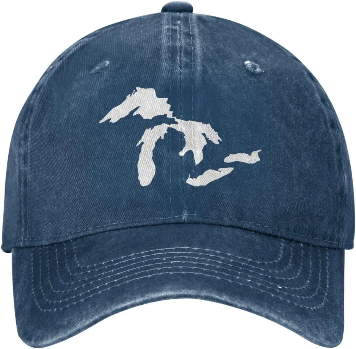 Great Lakes Michigan Outline Washed Baseball Cap