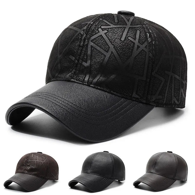 Classic Leather Winter Baseball Cap