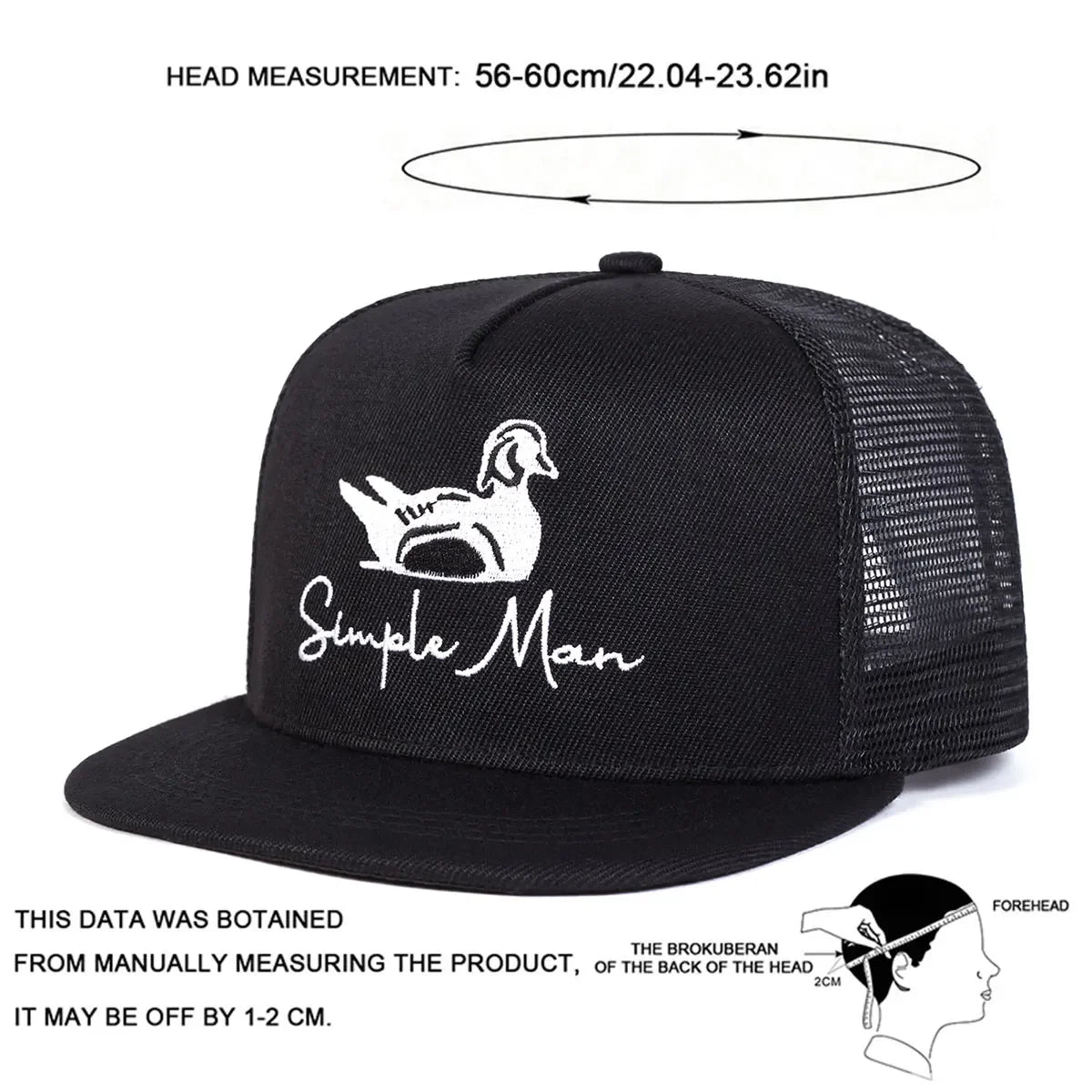 Unisex Simple Man Embroidered Mesh Snapback Cap