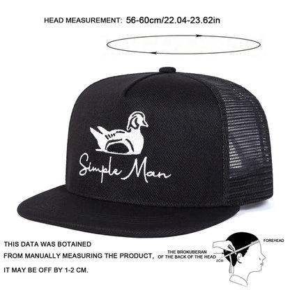 Unisex Simple Man Embroidered Mesh Snapback Cap