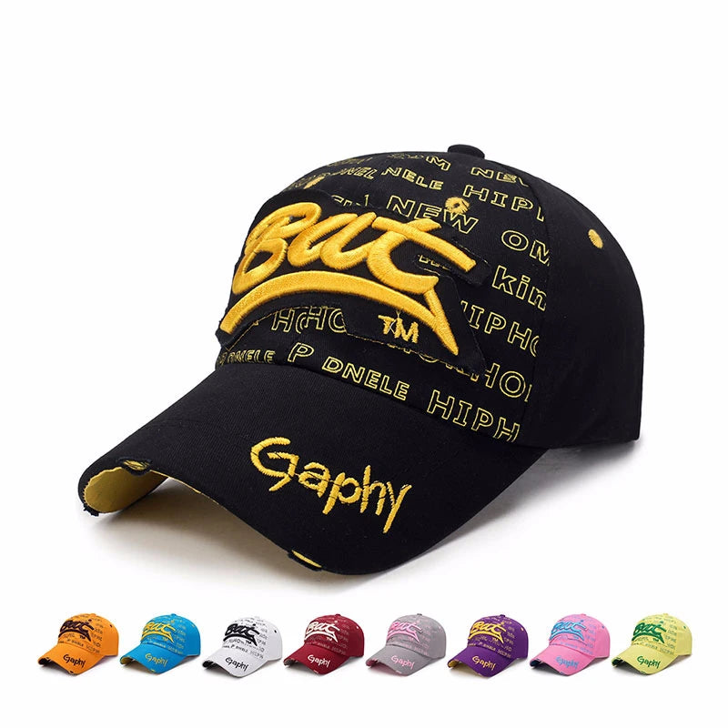 Broken Hole Bat Embroidered Hip Hop Baseball Cap