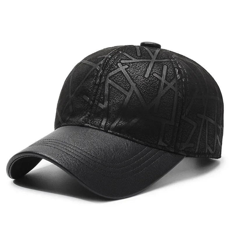 Classic Leather Winter Baseball Cap