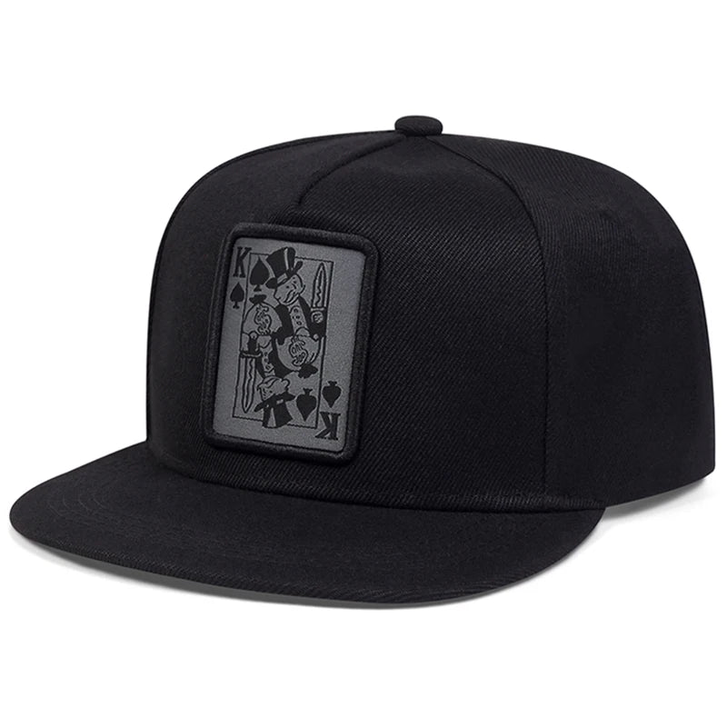 Unisex Poker K Embroidered Flat Brim Baseball Cap