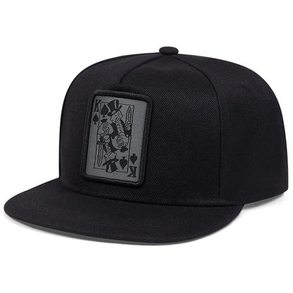 Unisex Poker K Embroidered Flat Brim Baseball Cap