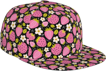 Cute Strawberry Flat Brim Snapback Cap