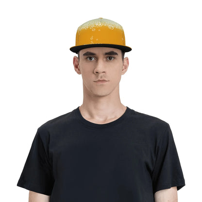 Hippie Yellow Beer Print Flat Brim Cap