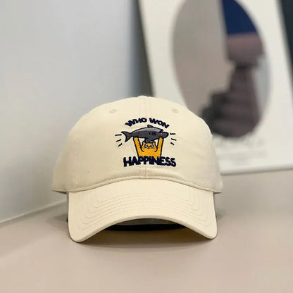 Cat Fish Embroidery Unisex Baseball Cap