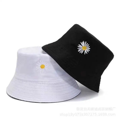 Korean Daisy Embroidery Bucket Hats Unisex