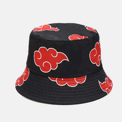 Red Cloud Anime Embroidered Cotton Bucket Hat