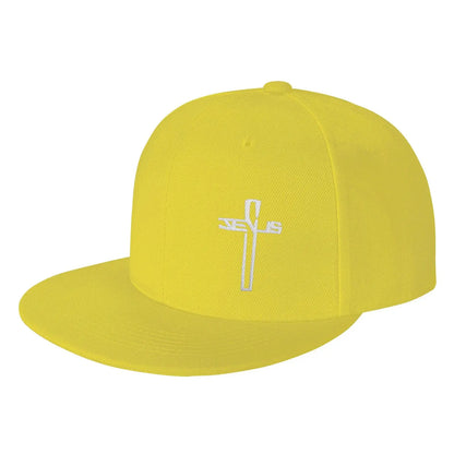 Christian Cross Embroidered Flat Brim Snapback Cap