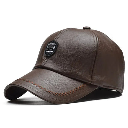 M Label Pu Leather Adjustable Baseball Cap