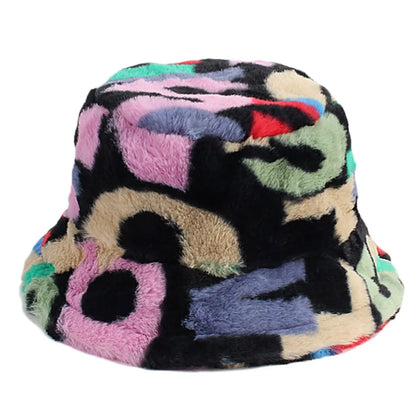 Winter Fluffy Fur Thickened Windproof Warm Bucket Hat Women Men