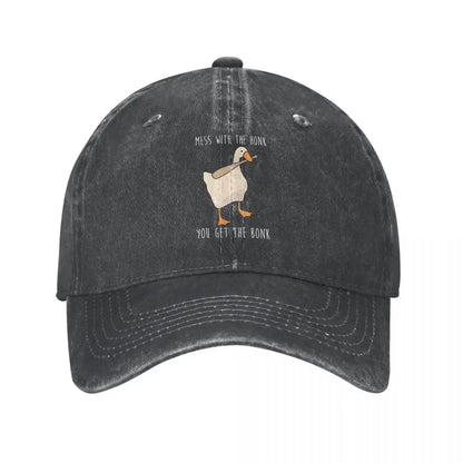 Untitled Goose Game Honk Bonk Distressed Denim Baseball Cap