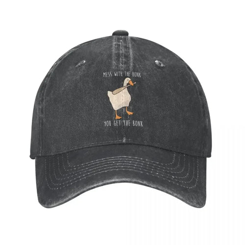Untitled Goose Game Honk Bonk Distressed Denim Baseball Cap