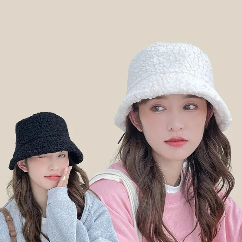 Harajuku Unisex Lamb Wool Bucket Hat
