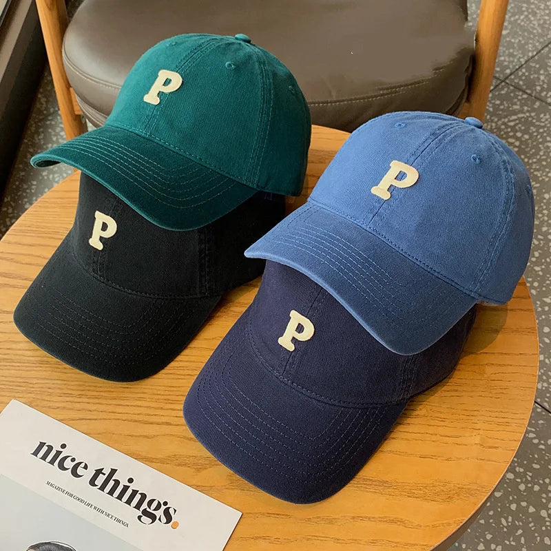 Unisex Letter P Embroidered Baseball Cap