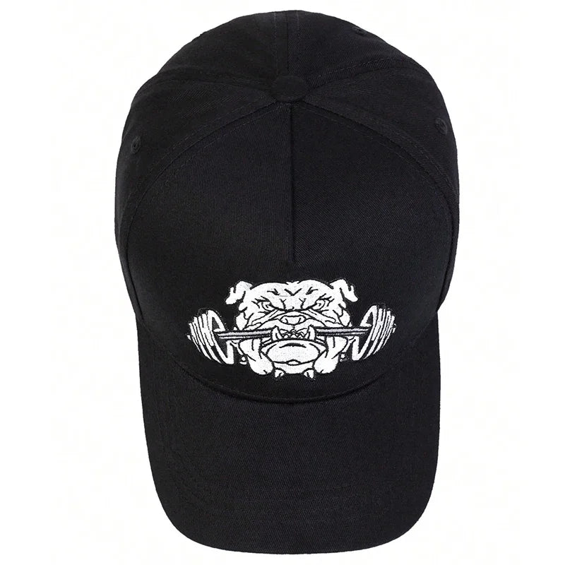 Bulldog Dumbbells Embroidered Sports Baseball Cap