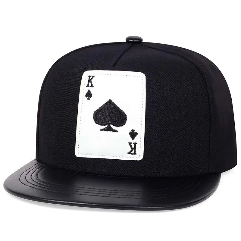 Playing Card Peach Heart Leather Snapback Cap