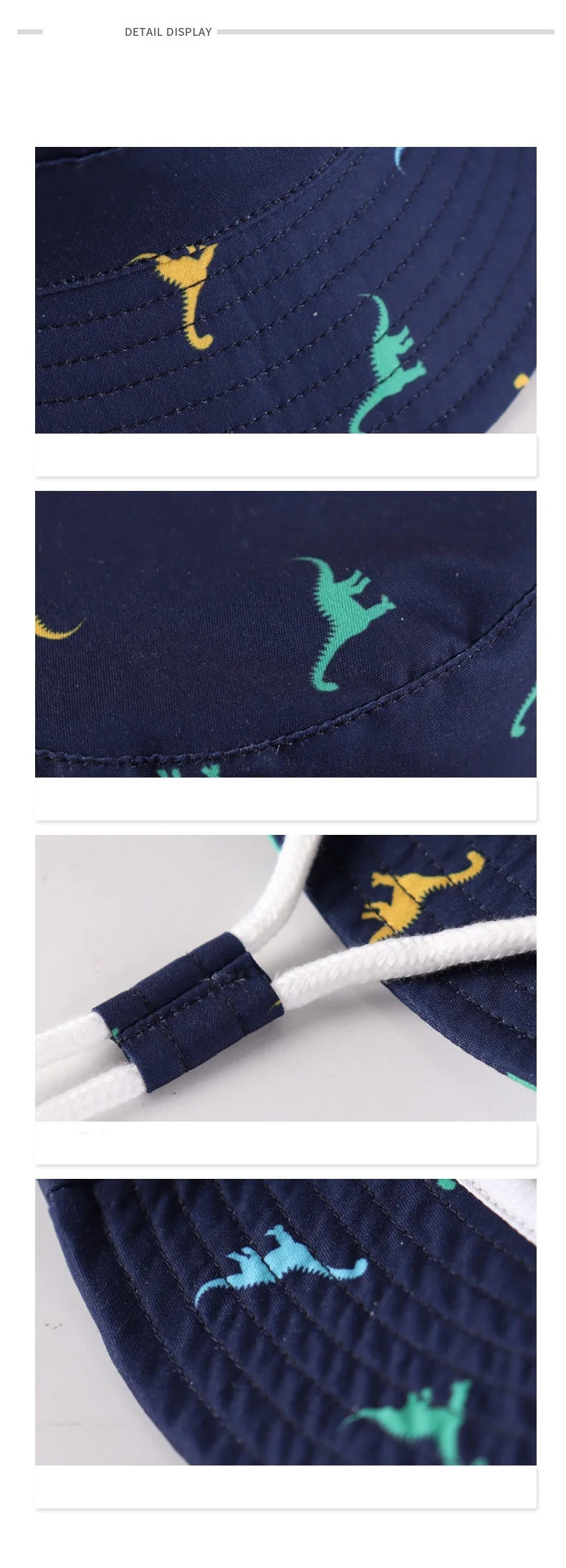 Kids Dinosaur Wide Brim Cotton Sun Bucket Hat