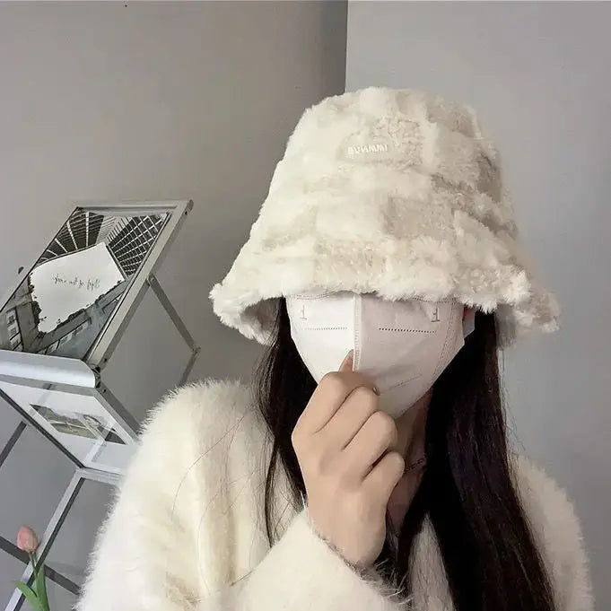 Warm Sheepskin Versatile Autumn Winter Bucket Hat