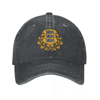 Estonia Emblem Charcoal Washed Vintage Baseball Cap