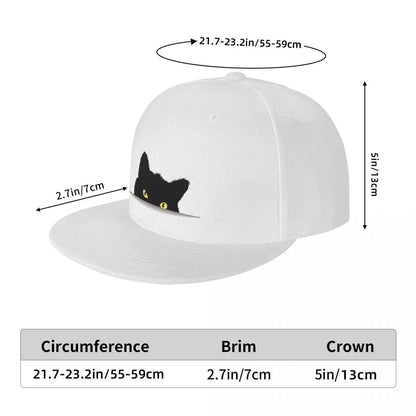 Black Cat Peeking Breathable Snapback Cap