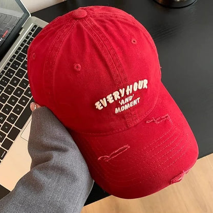 Red Letter Embroidery Sunshade Baseball Cap