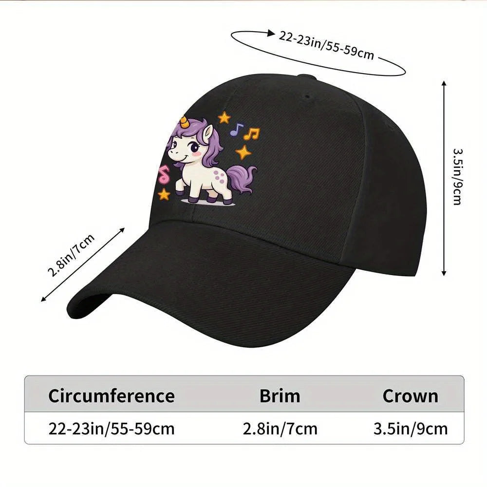 Cute Unicorn Music Print Adjustable Baseball Cap
