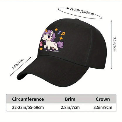 Cute Unicorn Music Print Adjustable Baseball Cap
