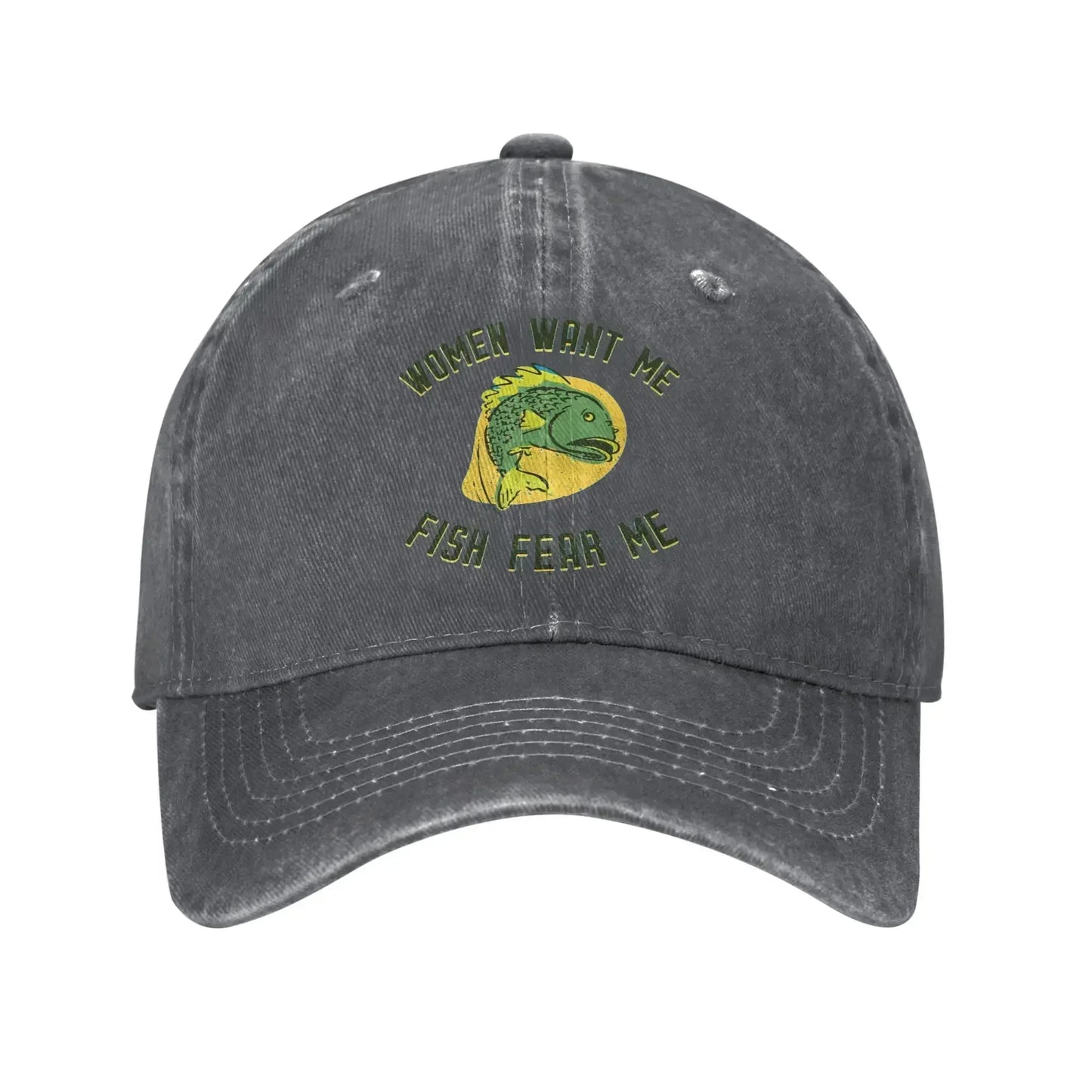 Women Want Me Fish Fear Me Washed Baseball Cap