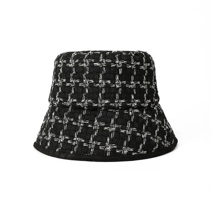 Plaid Fashion Flat Top Winter Bucket Hat