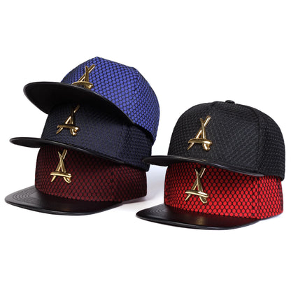 Unisex Metal Triangle Label Mesh Hip Hop Cap Outdoor
