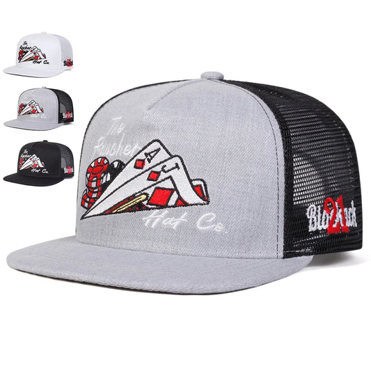 Unisex Poker Embroidery Hip Hop Mesh Snapback Cap
