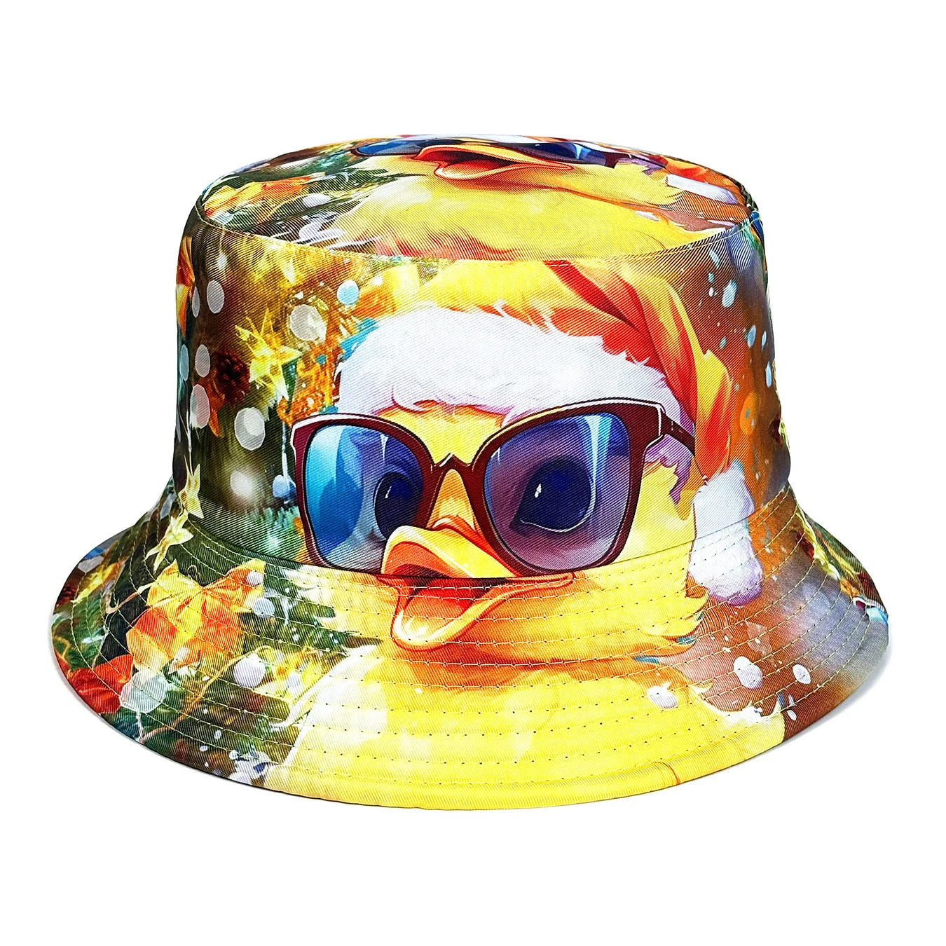 Christmas Little Yellow Duck Reversible Foldable Bucket Hat Unisex