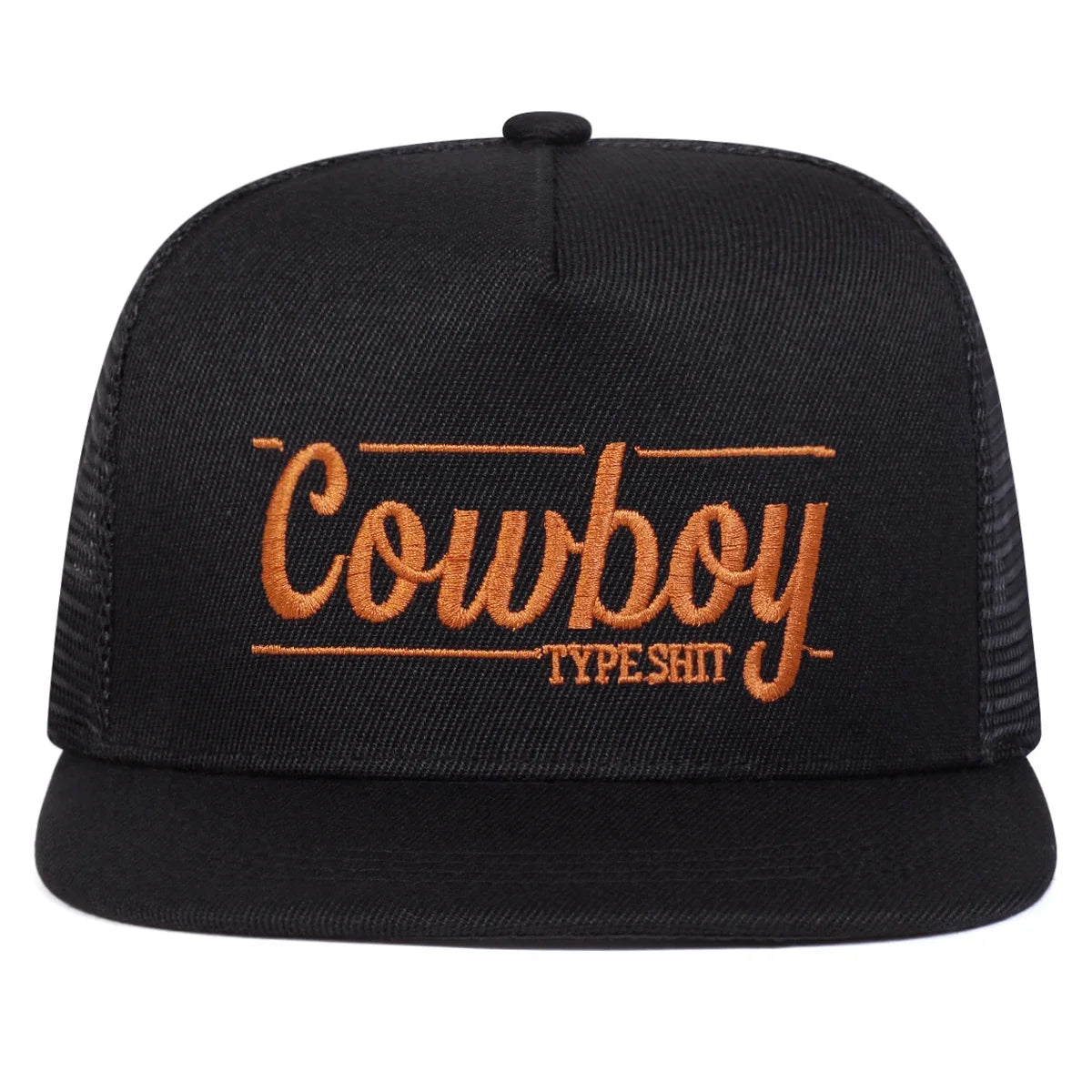 Unisex Cowboy Letter Embroidery Mesh Snapback Cap