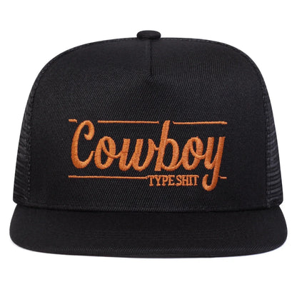 Unisex Cowboy Letter Embroidery Mesh Snapback Cap