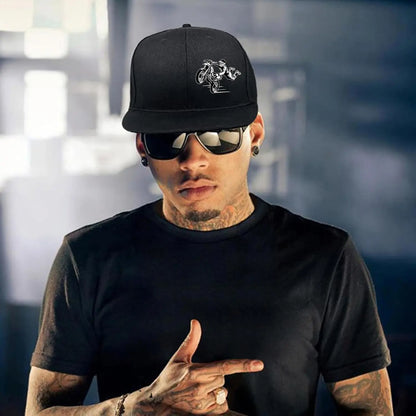 Motorcycle Funny Black Snapback Cap