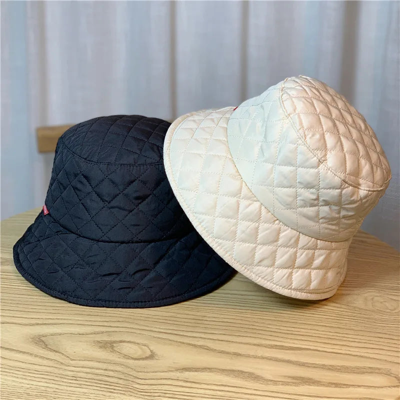 Down Cotton Diamond Grid Fisherman Hat