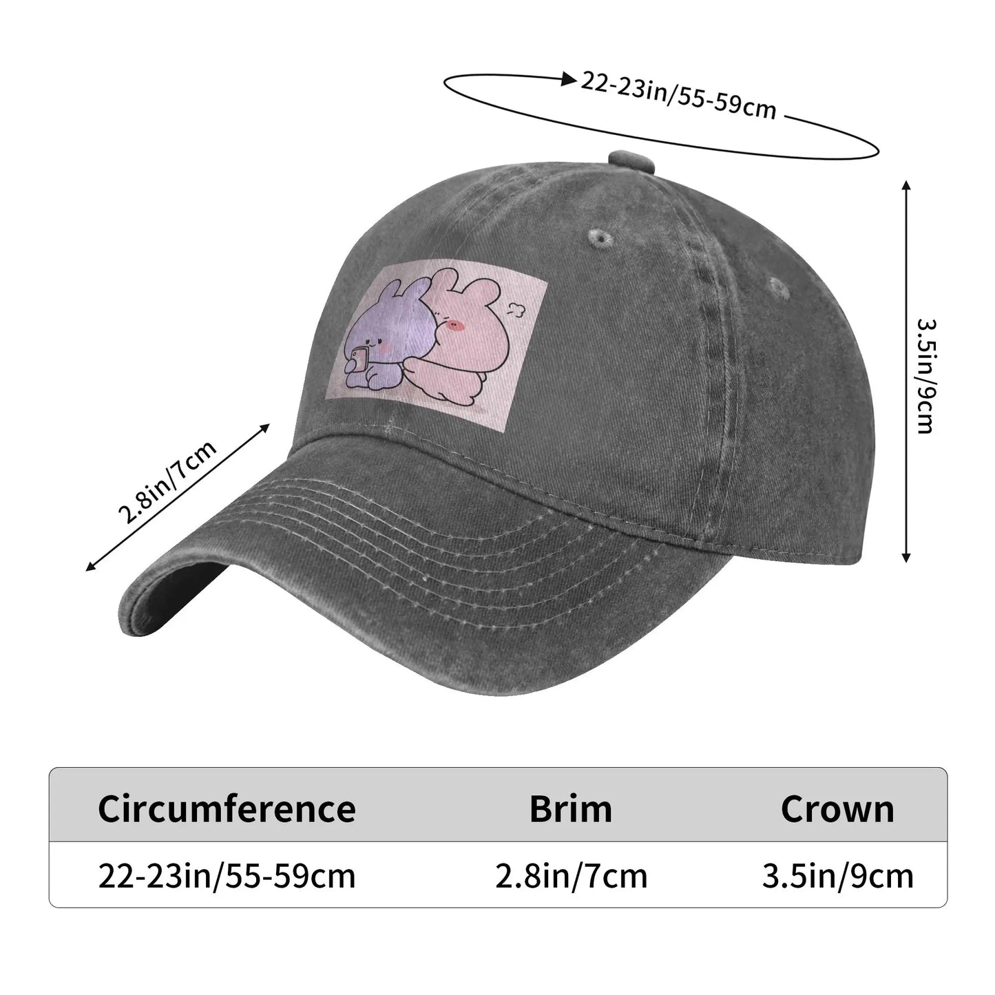 Asamimichaan Washed Denim Casual Adjustable Baseball Cap