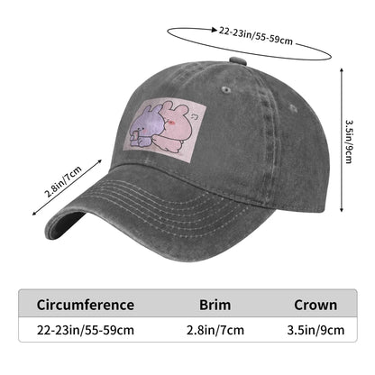 Asamimichaan Washed Denim Casual Adjustable Baseball Cap