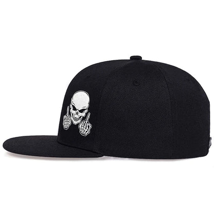 Skeleton Finger Embroidery Hip Hop Snapback Cap