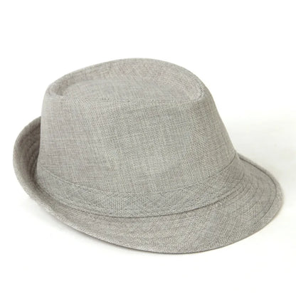 Men's Spring Summer Linen Jazz Fedora Classic Bowler Hat