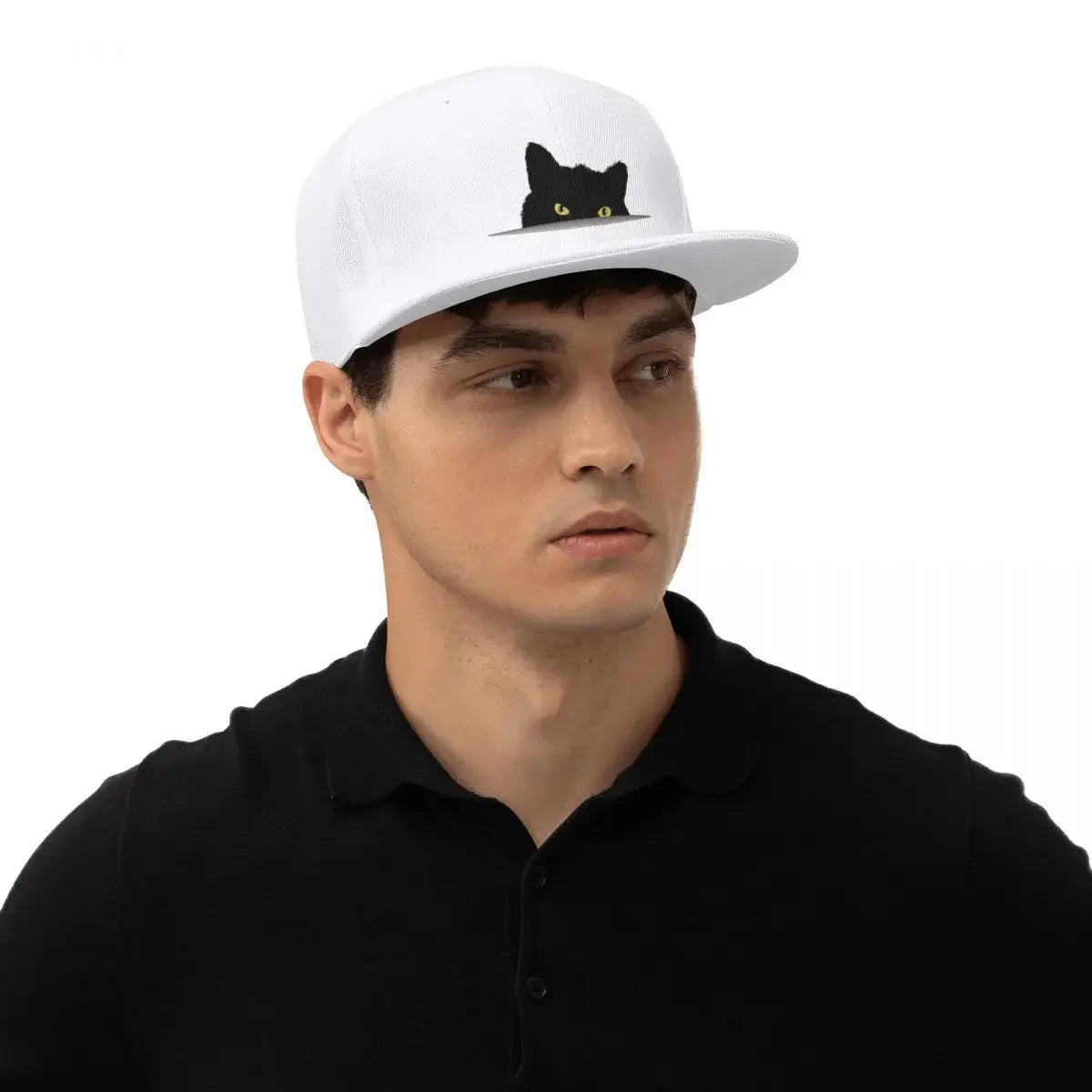 Black Cat Peeking Breathable Snapback Cap