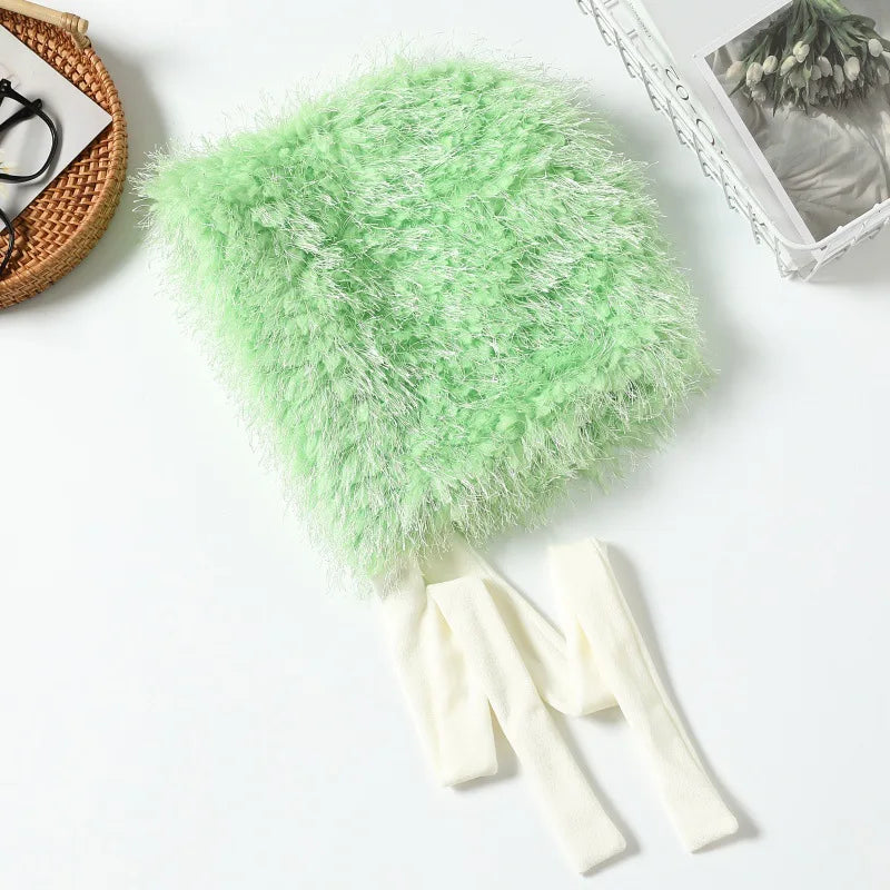 Women's Glitter Plush Knitted Bucket Hat