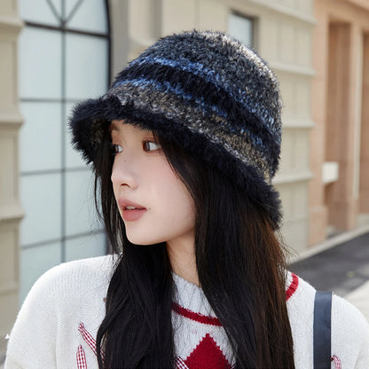 Gradient Plush Earflap Winter Bucket Hat