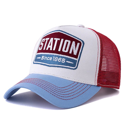 Station Letter Mesh Trucker Baseball Cap