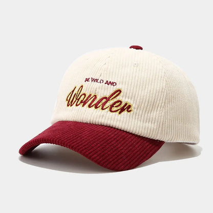 WONDER Corduroy Embroidered Winter Baseball Cap