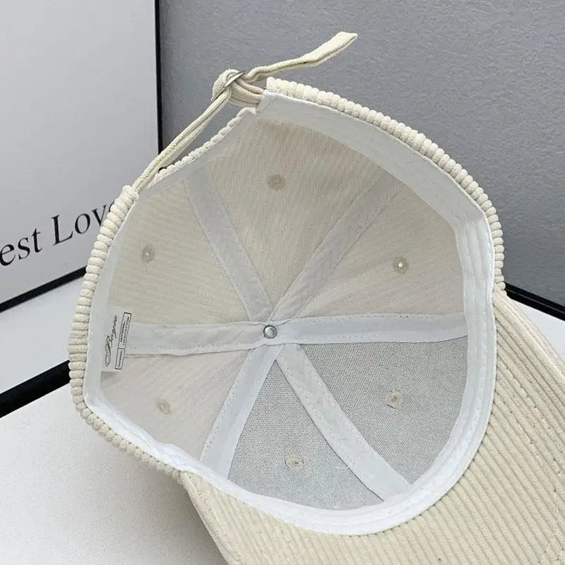 Fashion Corduroy Baseball Cap Ladies Letter R Snapback Hat